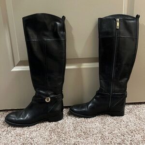 Tory Burch Equestrian Boots Black Leather 6M